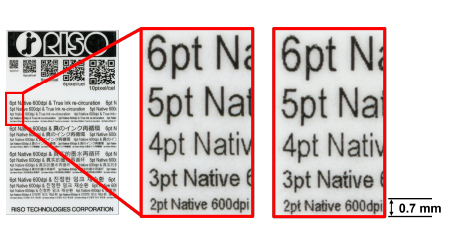 Print sample of the CF6 inkjet head printed with a 6.5 mm print gap